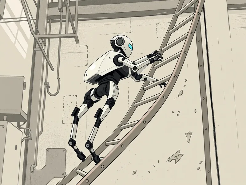 Quadrupedal Robot Masters Ladder Climbing with Reinforcement Learning